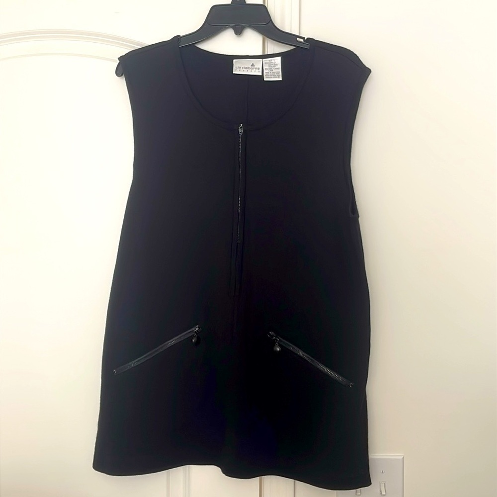 Liz Claiborne Dresses Set Sleeveless Top Maxi Long Skirt Black Wool Blend Size L